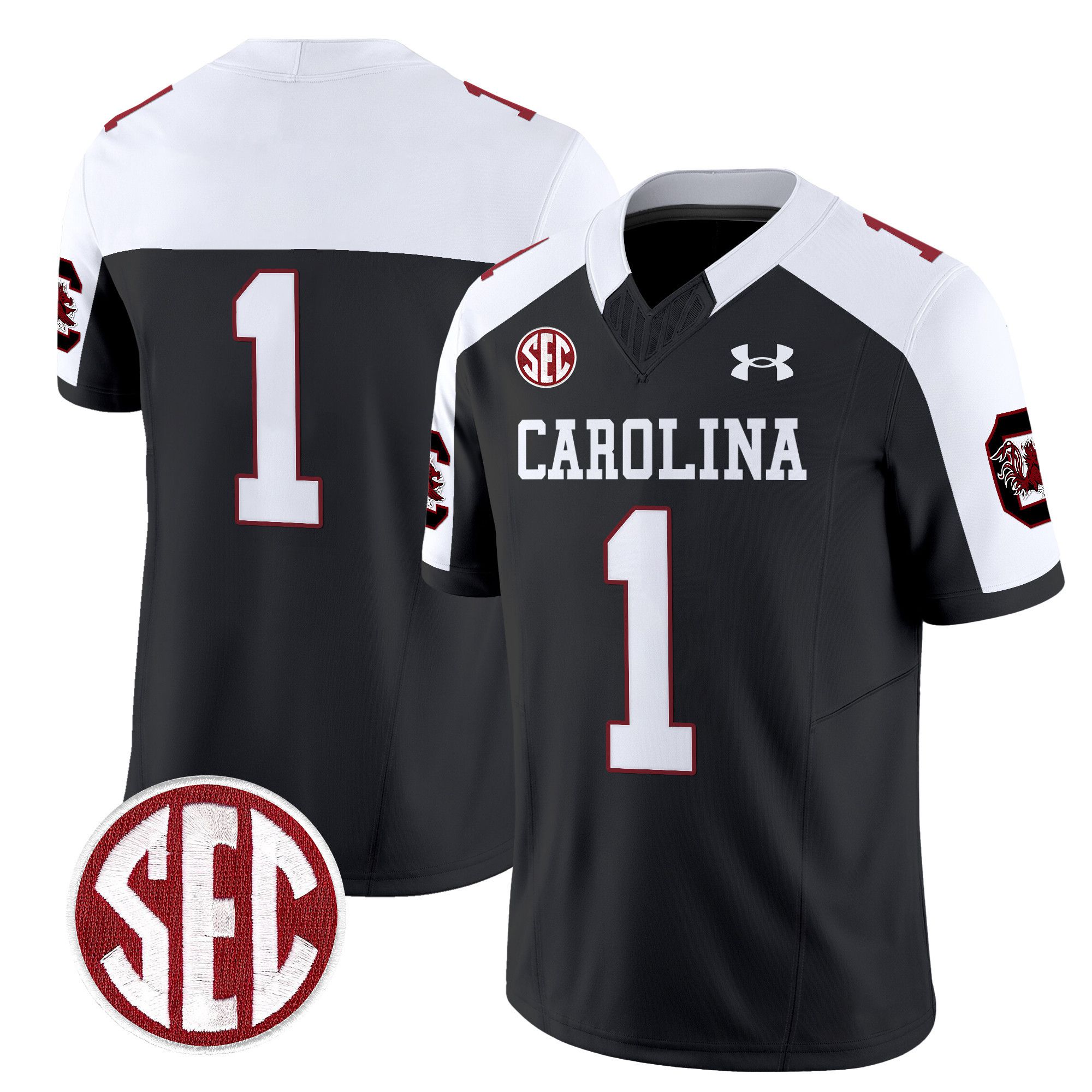 Men South Carolina Gamecocks #1 No Name Black 1980 Throwback Vapor Limited 2024 NCAA Jersey style 1